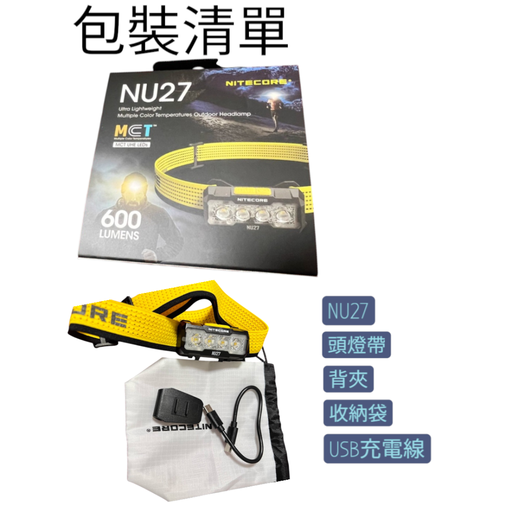 NITECORE NU27 台灣現貨 超輕量多色溫戶外頭燈 600流明 123米 三色溫 MCT燈珠-細節圖7