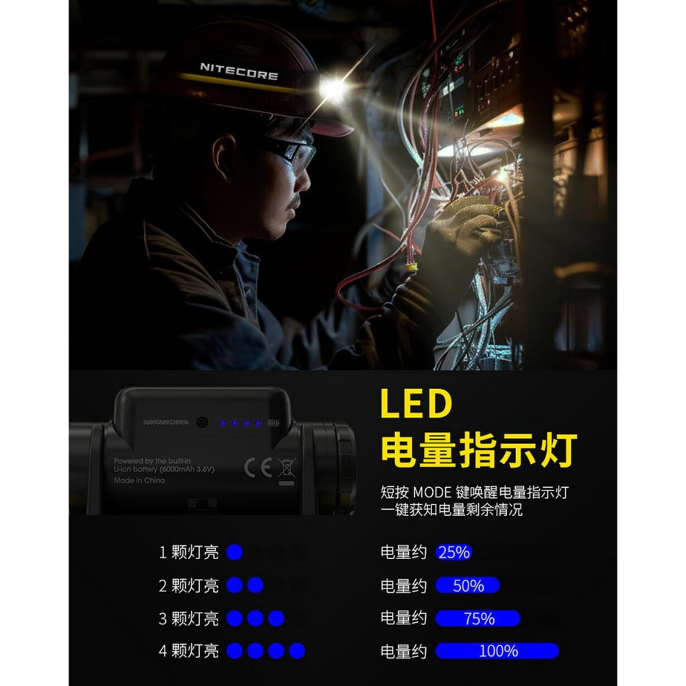 NITECORE 台灣現貨 NU53 1800流明 175米 內置高容量電池 頭燈輕量化超輕工業戶外徒步登山頭戴照明燈-細節圖9