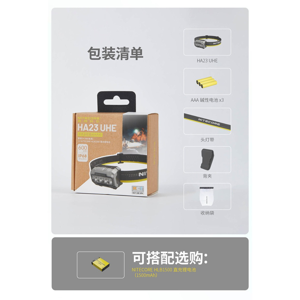 HA23 UHE 600流明 輕量頭燈 MCT多色溫 越野跑 夜跑 56克 雙電源 AAA-細節圖10