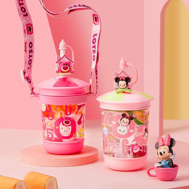 【台灣現貨】迪士尼 公仔吸管杯 附背帶 570ml 兒童水壺 兒童水杯(多款可選)-細節圖2