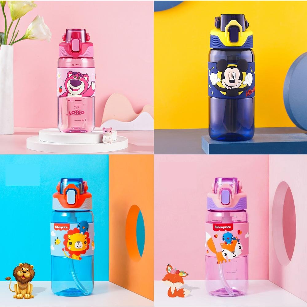 【台灣現貨】迪士尼 費雪 手提 提把彈蓋直飲／吸管水壺  運動水壺 上學水壺 540ml-細節圖6