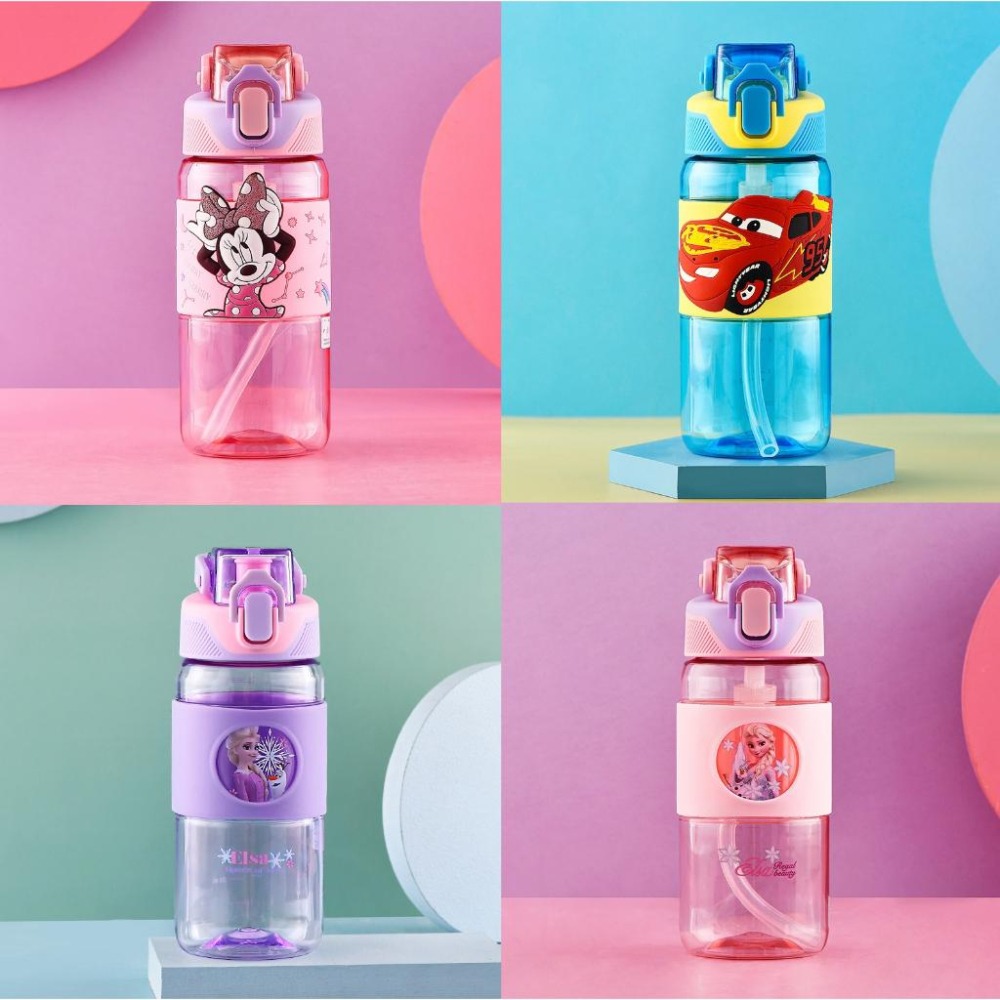 【台灣現貨】迪士尼 費雪 手提 提把彈蓋直飲／吸管水壺  運動水壺 上學水壺 540ml-細節圖7