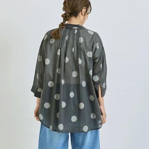 預購 日本🇯🇵Cloudnine 棉質透明紗圓點圖案襯衫-細節圖3