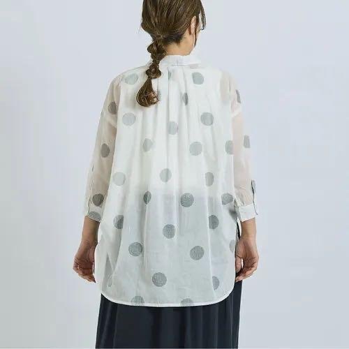 預購 日本🇯🇵Cloudnine 棉質透明紗圓點圖案襯衫-細節圖5