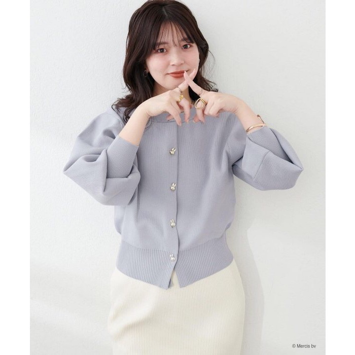 現貨 日本🇯🇵miffy 70週年 x natural couture 聯名服飾 Miffy 帶金紐扣針織開衫外套 灰藍色-細節圖5