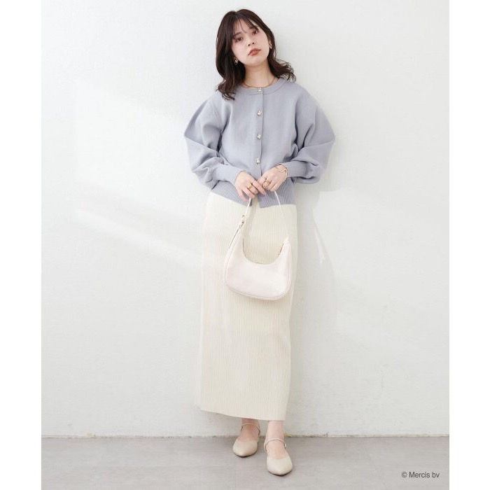 現貨 日本🇯🇵miffy 70週年 x natural couture 聯名服飾 Miffy 帶金紐扣針織開衫外套 灰藍色-細節圖6