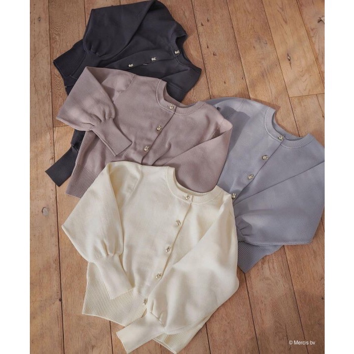 現貨 日本🇯🇵miffy 70週年 x natural couture 聯名服飾 Miffy 帶金紐扣針織開衫外套 灰藍色-細節圖7