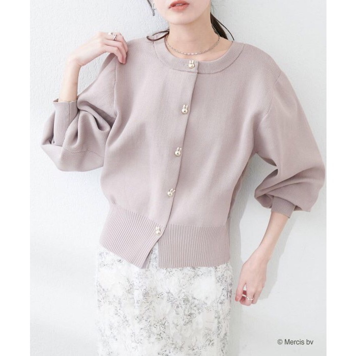 現貨 日本🇯🇵miffy 70週年 x natural couture 聯名服飾 Miffy 帶金紐扣針織開衫外套 摩卡色-細節圖5