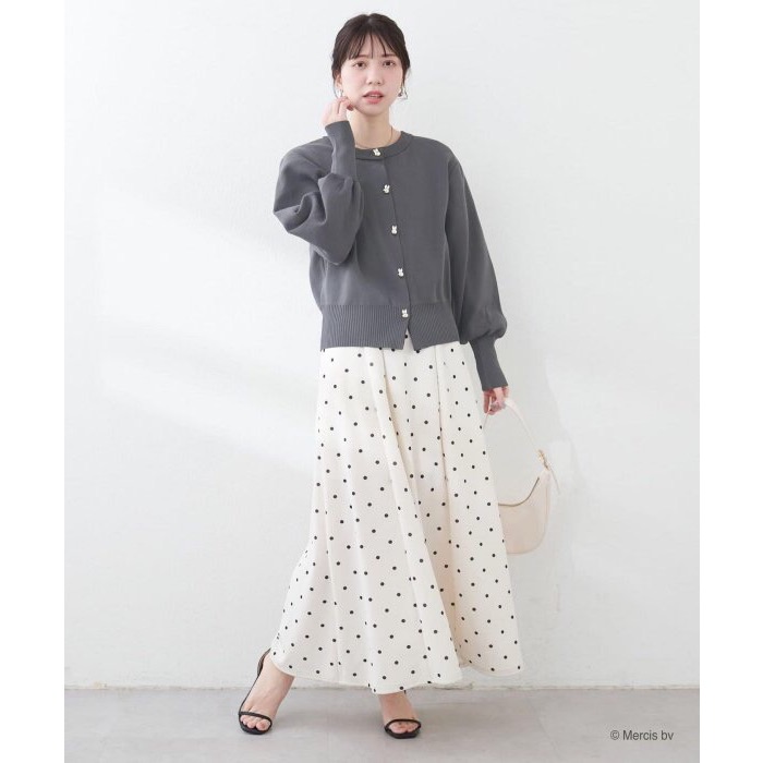 現貨 日本🇯🇵miffy 70週年 x natural couture 聯名服飾 Miffy 帶金紐扣針織開衫外套 炭灰-細節圖6