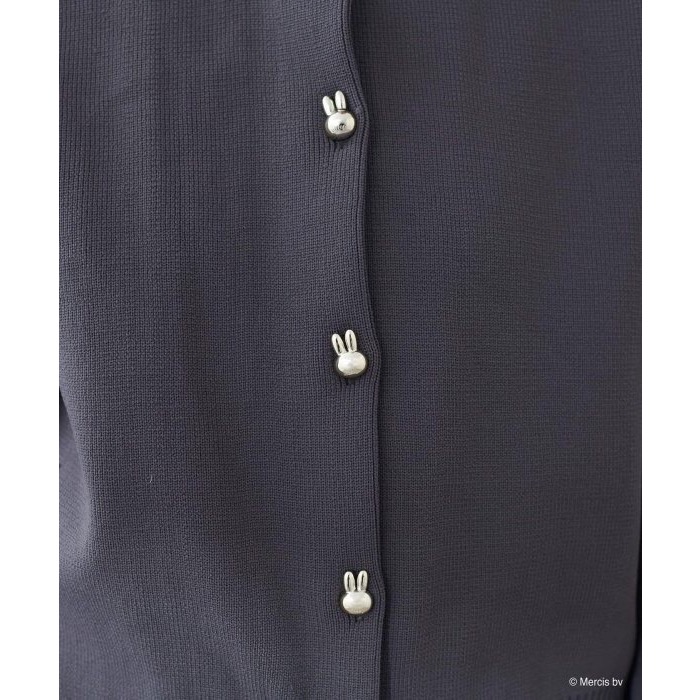 現貨 日本🇯🇵miffy 70週年 x natural couture 聯名服飾 Miffy 帶金紐扣針織開衫外套 炭灰-細節圖8