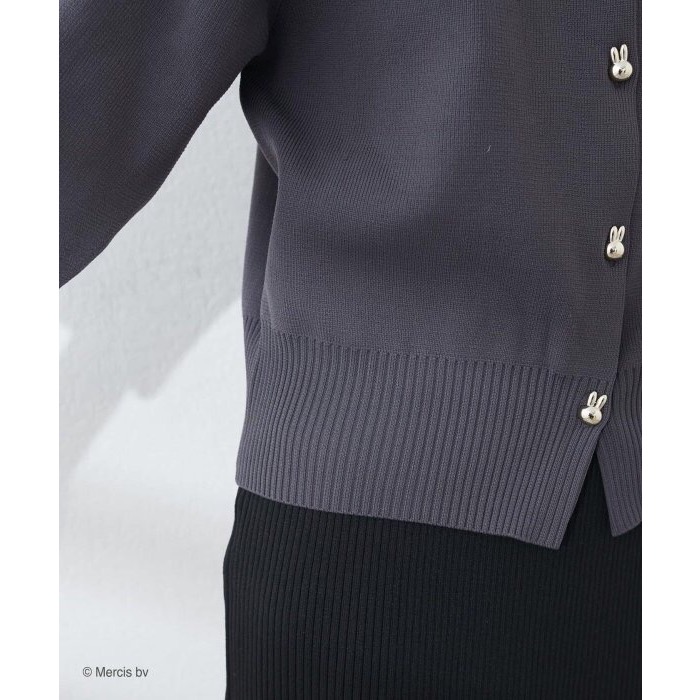 現貨 日本🇯🇵miffy 70週年 x natural couture 聯名服飾 Miffy 帶金紐扣針織開衫外套 炭灰-細節圖9