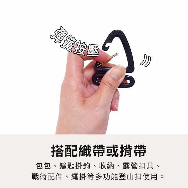 塑鋼旋轉三角扣 三角環 織帶 三角扣 鉤扣 7字扣 塑鋼扣具 彈簧鉤 安全扣 登山扣 戰術 露營 塑鋼 包包鉤扣 快扣-細節圖2