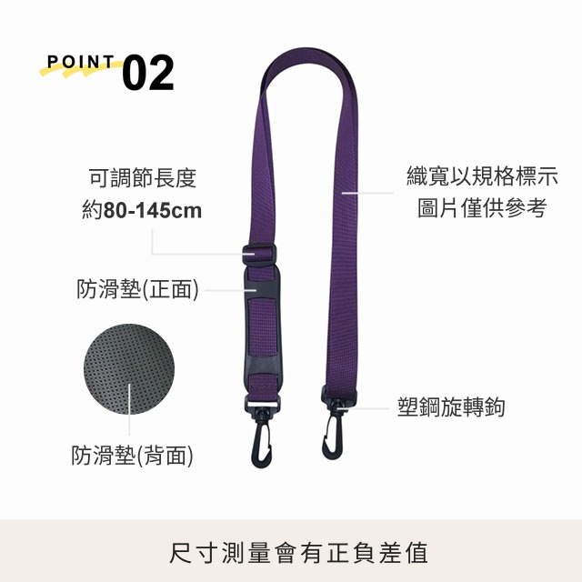 彩色尼龍揹帶 有墊 台灣製 加厚加密 減壓肩墊 防滑墊 肩揹帶 背帶 斜背帶 揹帶 斜跨肩帶 包帶 塑鋼扣具-細節圖3