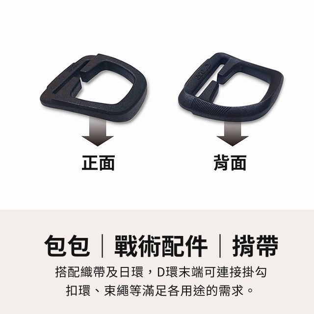 塑鋼D環 D字扣 D型環 D形環 日環 D扣 塑鋼扣具 織帶 繩扣 日型環 日形環 連接扣 揹帶調節 露營 戰術配件-細節圖2