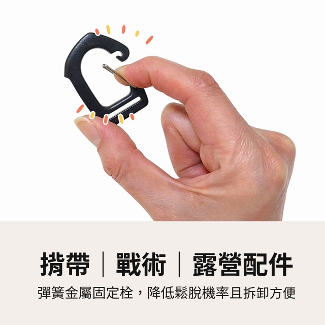 塑鋼五角D扣 塑鋼 五角扣 塑鋼D環 彈簧勾 揹包扣 快扣 塑鋼扣具 掛勾 鉤扣 三角掛勾 戰術配件 登山扣 D字扣-細節圖2