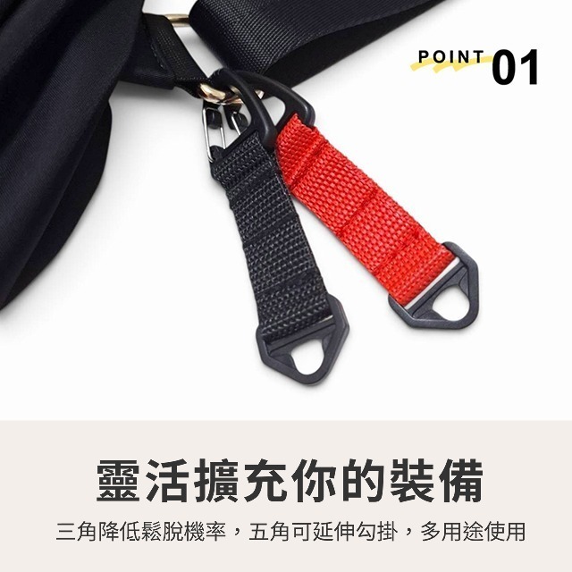 單向三角鉤 台灣製 戰術掛鉤 三角環 五角扣 繩扣 塑鋼扣具 尼龍織帶 鉤扣 勾扣 快扣 彈簧鉤 露營配件 鑰匙掛件-細節圖2