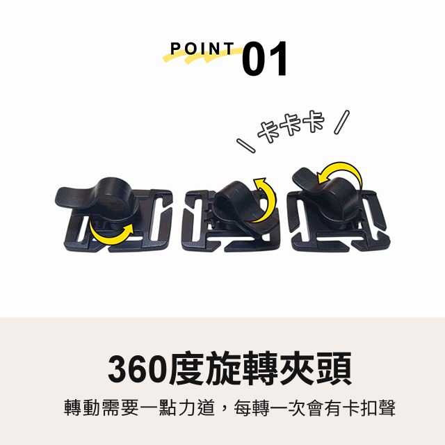 塑鋼 水管旋轉固定夾 水管固定夾 吸管夾 戰術 露營扣具 織帶 管夾 水袋固定夾 旋轉固定夾 塑鋼扣具 包包配件 掛勾-細節圖2