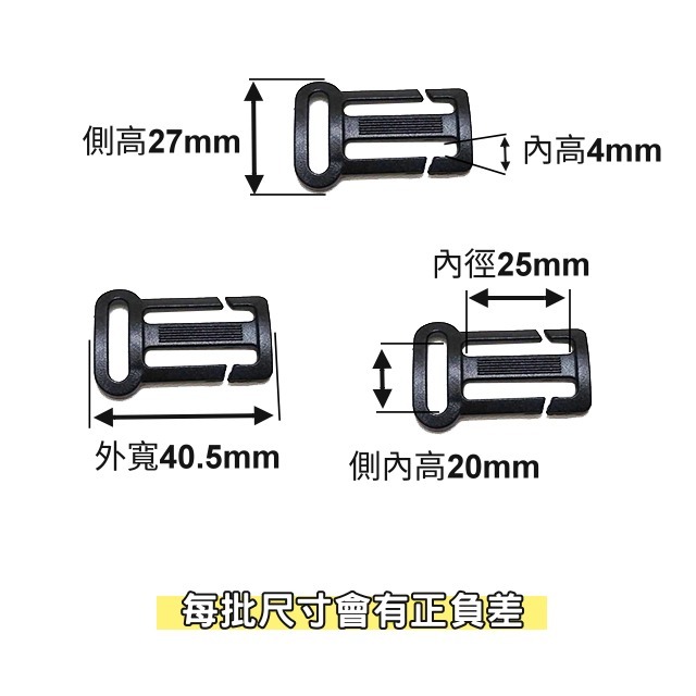 單耳日型環 (開口) 塑鋼 特殊日型環 塑鋼日環 日型環 日形環 日環 塑鋼扣具 織帶 調節環 日字扣 背包扣 五金-細節圖3