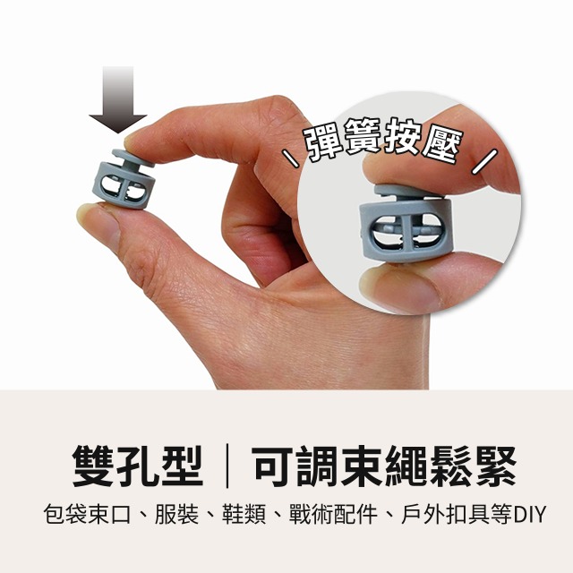 塑鋼調節扣 豬鼻扣 彈簧扣 豬鼻子 束口擋繩 戰術 傘繩 塑鋼扣具 調節扣 止滑扣 繩索扣 線繩 鬆緊繩 卡扣 鞋繩扣-細節圖2