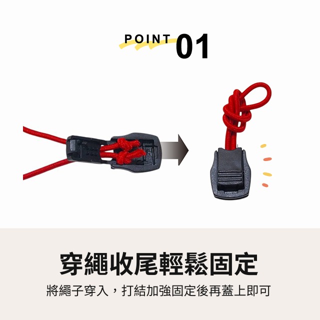 塑鋼繩尾夾 收尾夾 收尾扣 尾夾 繩扣 繩尾夾 線尾夾 拉鏈 束尾夾 傘繩 吊鐘 固定夾 夾子 塑鋼扣具 線繩 五金-細節圖2