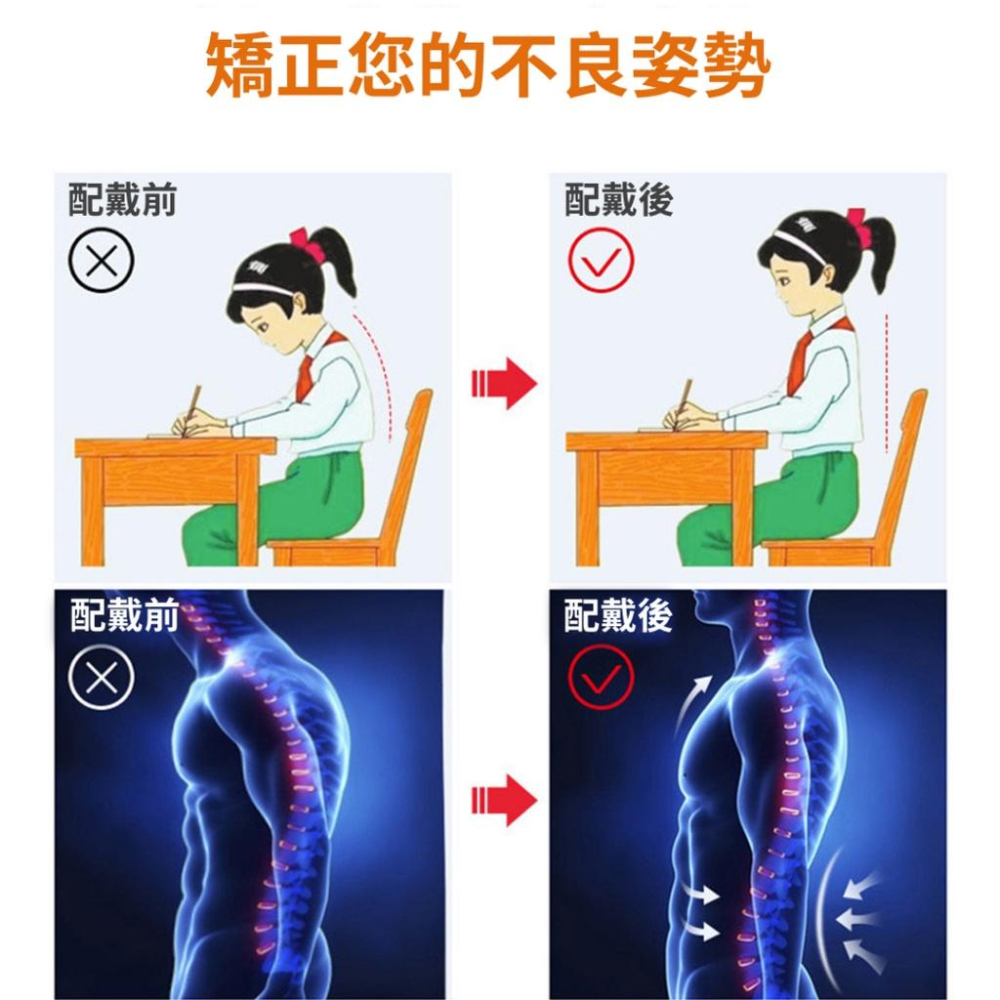 【新品上市】台灣現貨當天寄出 駝背矯正帶 背部矯正帶 防止駝背 矯正駝背  背部痠痛 駝背帶 束腰帶 美背神器 矯正帶-細節圖8