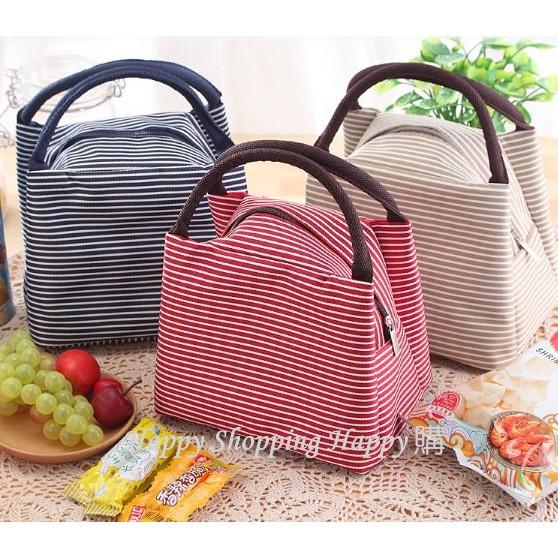 🚚現貨🚚 條紋便當袋 條紋 便當袋 手提袋 野餐 保冰 保冷 保溫 牛津布 棉麻便當包 便當包  露營 餐具 便當-細節圖3
