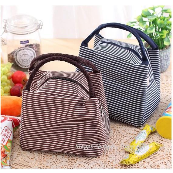 🚚現貨🚚 條紋便當袋 條紋 便當袋 手提袋 野餐 保冰 保冷 保溫 牛津布 棉麻便當包 便當包  露營 餐具 便當-細節圖5
