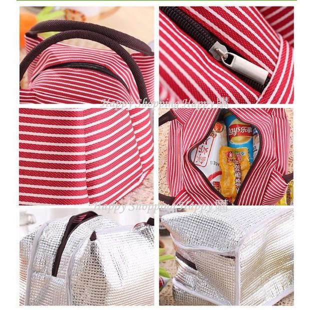 🚚現貨🚚 條紋便當袋 條紋 便當袋 手提袋 野餐 保冰 保冷 保溫 牛津布 棉麻便當包 便當包  露營 餐具 便當-細節圖6