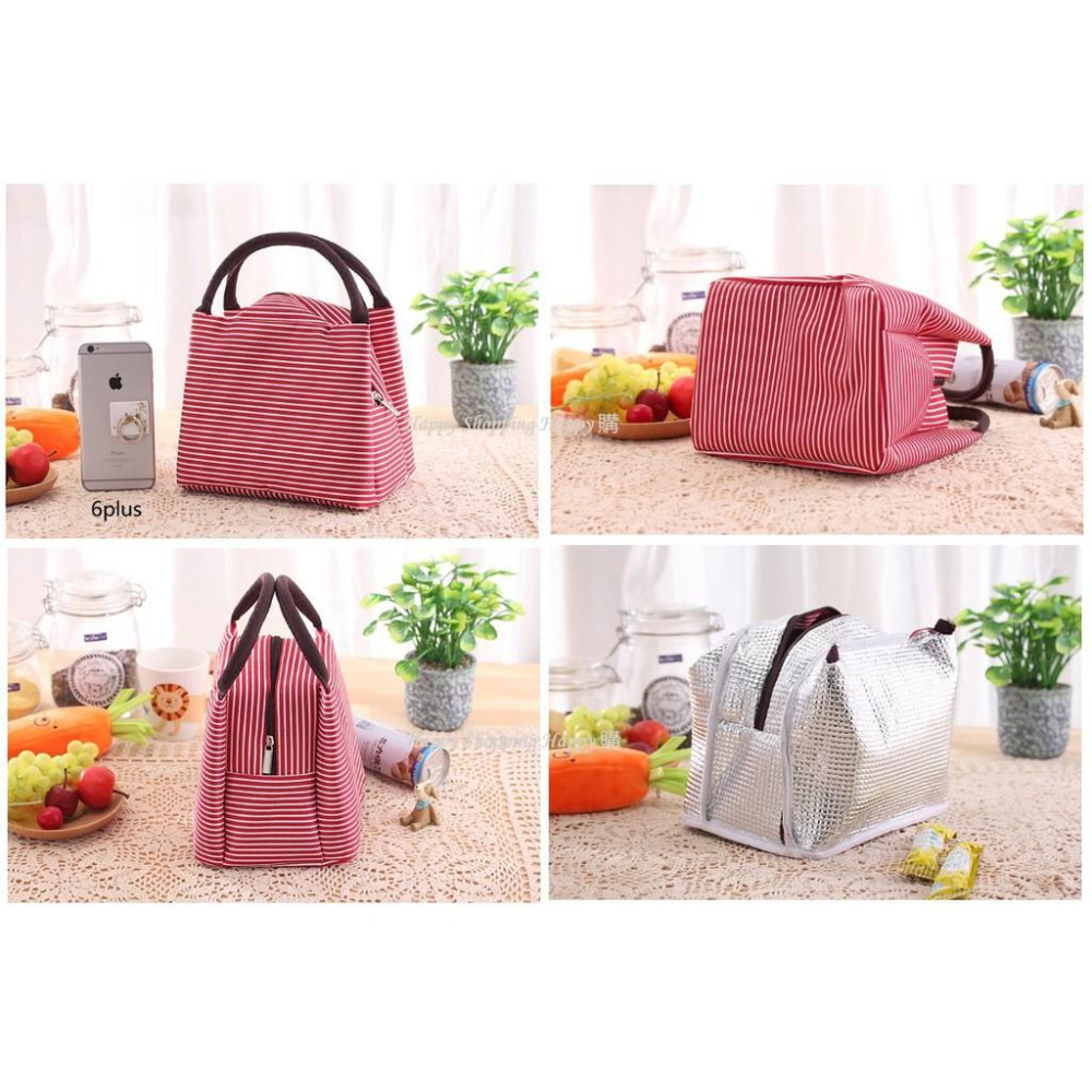 🚚現貨🚚 條紋便當袋 條紋 便當袋 手提袋 野餐 保冰 保冷 保溫 牛津布 棉麻便當包 便當包  露營 餐具 便當-細節圖7