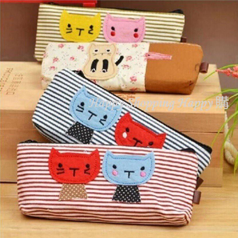 🚚🇹🇼台灣現貨🚚 貓咪帆布筆袋 文具用品 帆布筆袋 貓咪筆袋 收納袋 筆袋 可愛筆袋 小女生筆袋 化妝包 文具 鉛筆盒-細節圖5