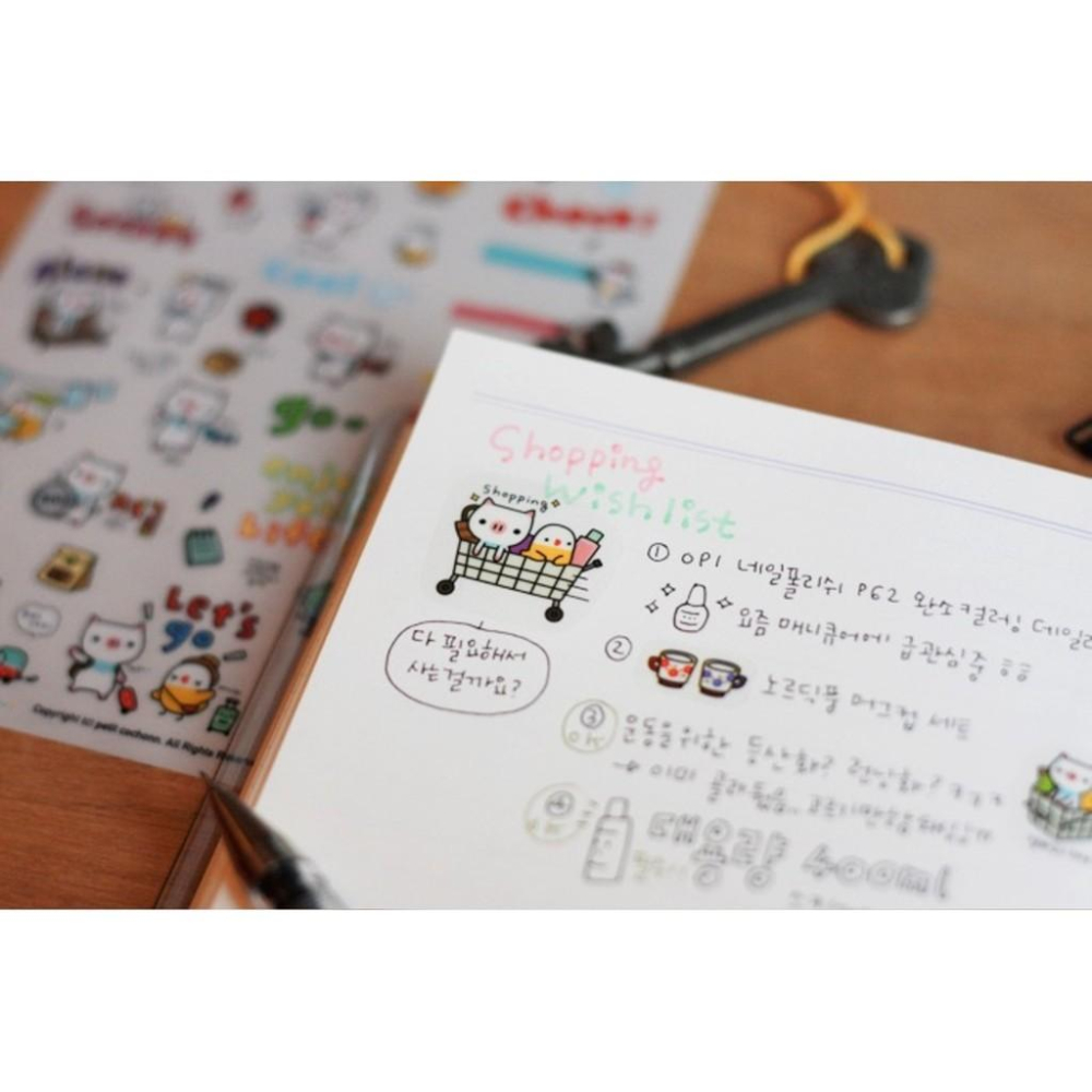 🇹🇼台灣現貨🚚豬豬貼紙 裝飾貼紙 貼紙套裝 創意貼紙  韓國petitcochonn 手機貼紙 日記相冊貼紙 6入一包-細節圖2