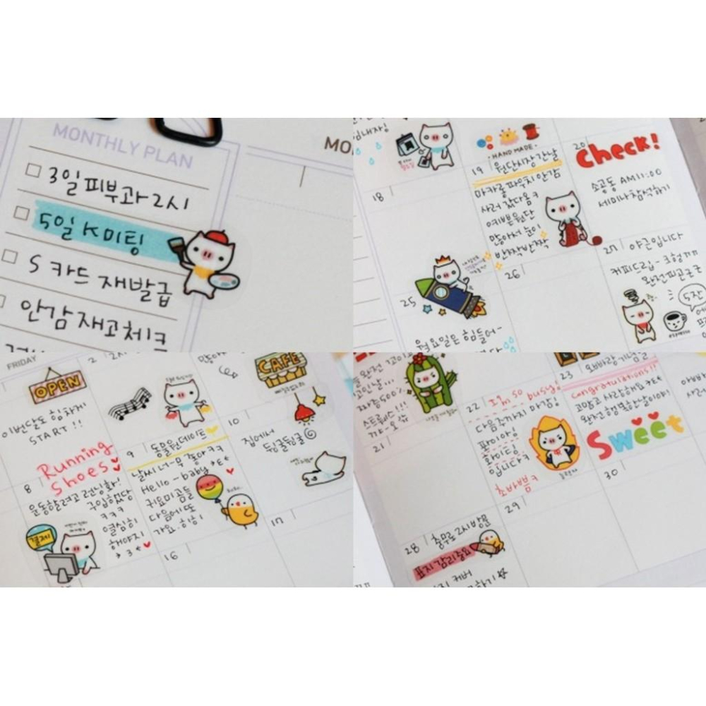 🇹🇼台灣現貨🚚豬豬貼紙 裝飾貼紙 貼紙套裝 創意貼紙  韓國petitcochonn 手機貼紙 日記相冊貼紙 6入一包-細節圖6