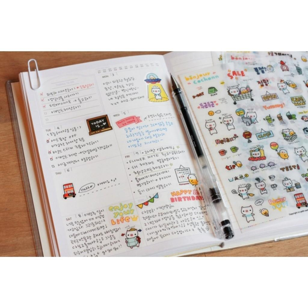 🇹🇼台灣現貨🚚豬豬貼紙 裝飾貼紙 貼紙套裝 創意貼紙  韓國petitcochonn 手機貼紙 日記相冊貼紙 6入一包-細節圖7