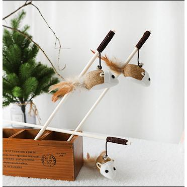 自嗨 💡 貓咪木柄逗貓棒 🐤 逗貓棒 原木 逗貓棒 麻布 老鼠 小魚 貓玩具 鈴鐺 逗貓桿 木棍 貓 貓咪-細節圖2