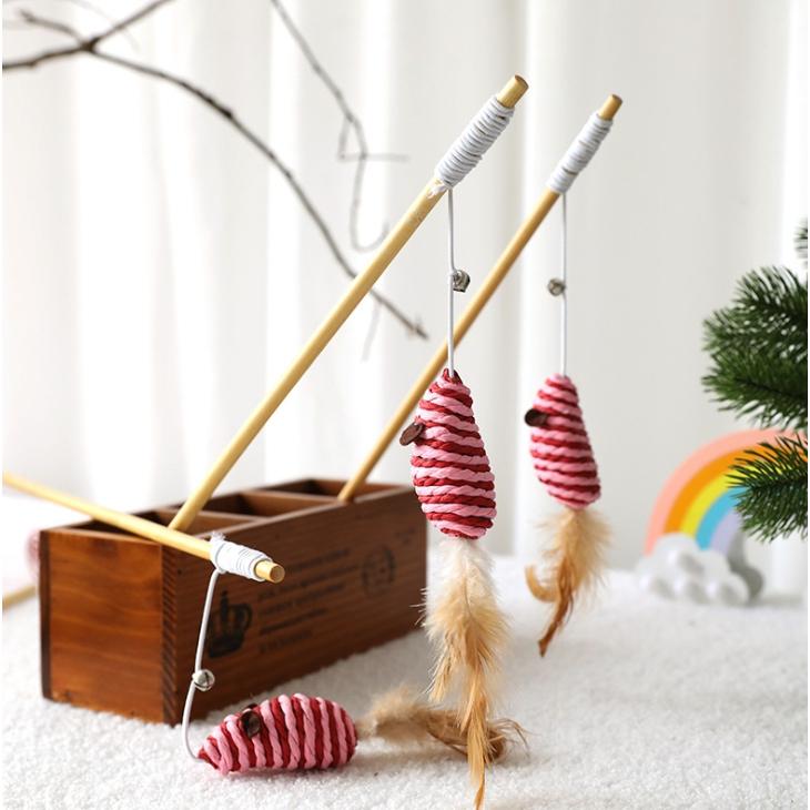 自嗨 💡 貓咪木柄逗貓棒 🐤 逗貓棒 原木 逗貓棒 麻布 老鼠 小魚 貓玩具 鈴鐺 逗貓桿 木棍 貓 貓咪-細節圖8