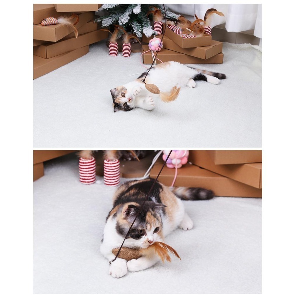 自嗨 💡 貓咪木柄逗貓棒 🐤 逗貓棒 原木 逗貓棒 麻布 老鼠 小魚 貓玩具 鈴鐺 逗貓桿 木棍 貓 貓咪-細節圖3