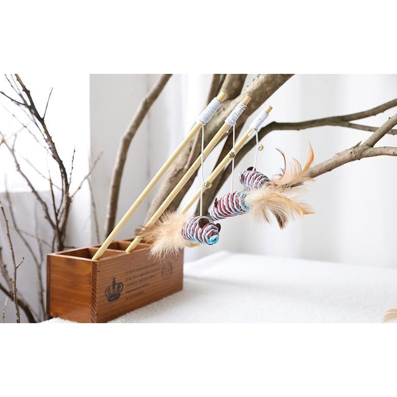 自嗨 💡 貓咪木柄逗貓棒 🐤 逗貓棒 原木 逗貓棒 麻布 老鼠 小魚 貓玩具 鈴鐺 逗貓桿 木棍 貓 貓咪-細節圖4