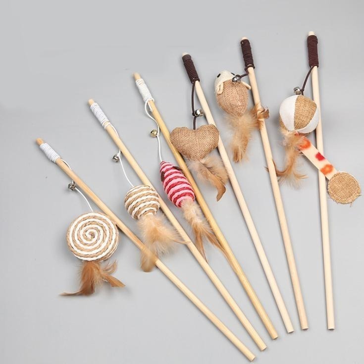 自嗨 💡 貓咪木柄逗貓棒 🐤 逗貓棒 原木 逗貓棒 麻布 老鼠 小魚 貓玩具 鈴鐺 逗貓桿 木棍 貓 貓咪-細節圖5