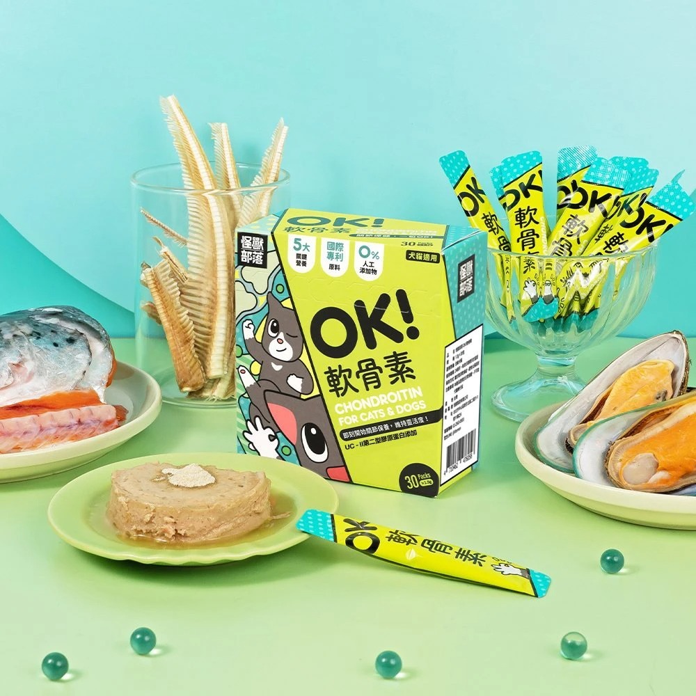 怪獸部落 🔵 OK! 軟骨素 益生菌 蔓越莓 葉黃素 🔵 1.5g x 30包 狗保健品 貓保健品-細節圖6