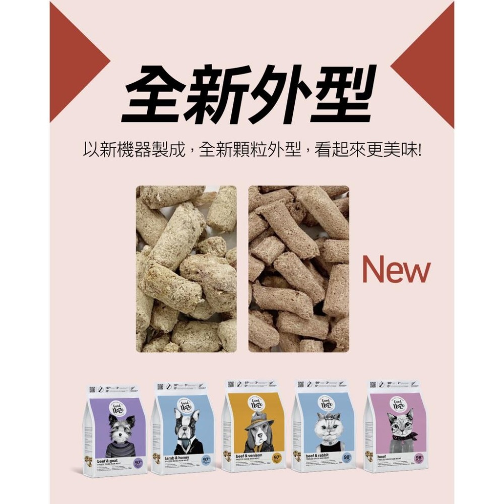 Good Noze 鮮鼻子 😼 紐西蘭 冷凍乾燥 無穀生肉糧 貓 狗 犬 350G 牛 兔 羊 雞 蜂蜜 山羊 鹿-細節圖3