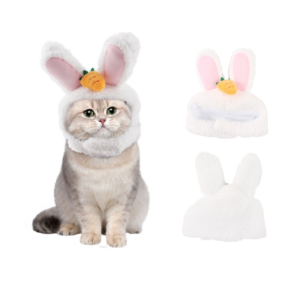 寵物頭套 🍓 可愛頭套 🥦 裝飾 配件 可愛萌趣 裝扮頭飾毛絨 貓咪頭套 兔子造型 寵物變裝帽 小型犬貓用 萬聖節特賣-規格圖9