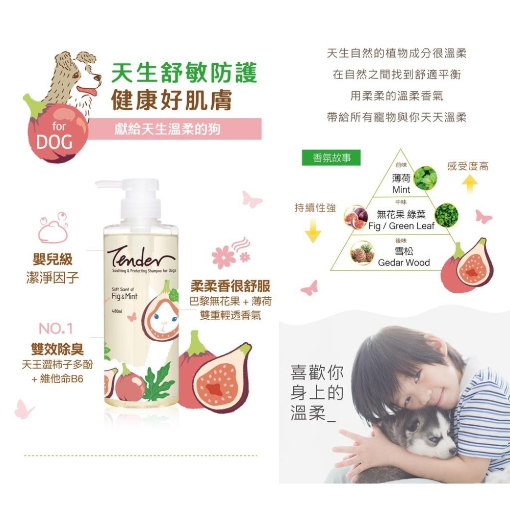 TENDER 🌴 天生溫柔 寵物洗毛精 低敏 天然 犬用 貓用 洗毛精 青檸 蜂蜜 積雪草 羅勒 無花果 薄荷 蜜桃花-細節圖6