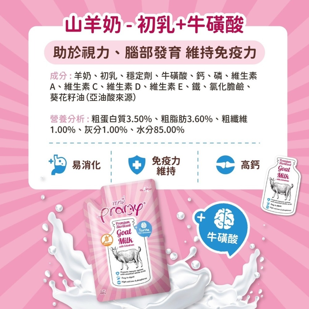Pramy 普拉 滅菌山羊奶 60G 寵物奶 寵物牛奶 貓牛奶-細節圖3