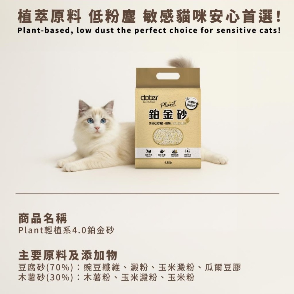 輕植系 Plant 掏金砂 鉑金砂 2.2KG 原味 貓砂 豆腐砂 除臭 小米 碗豆砂 玉米砂 木薯砂-細節圖10