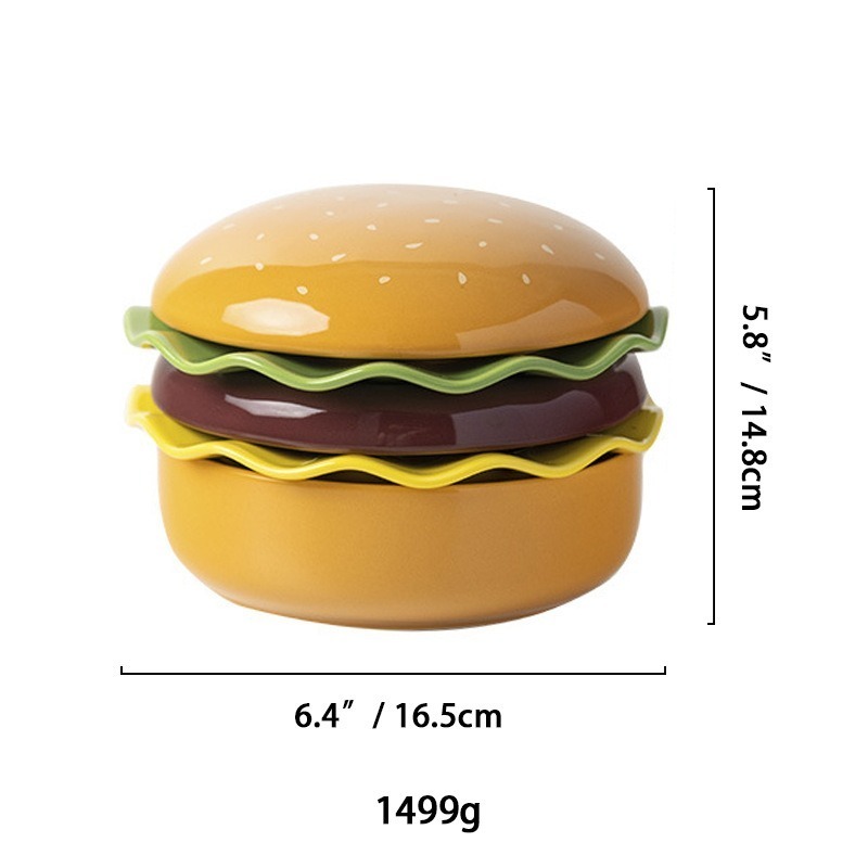 【台灣現貨】漢堡堡造型碗盤組｜拍照超可愛｜分層設計收納簡單｜趣味小碟+多功能大碗-細節圖3