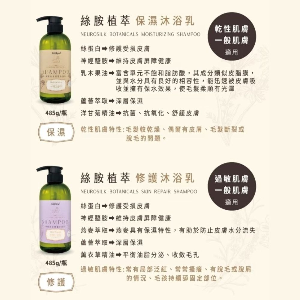 絲胺植萃 寵物沐浴乳 犬貓通用 寵物友善 485ml 保濕 修護 控油 驅蟲-細節圖6