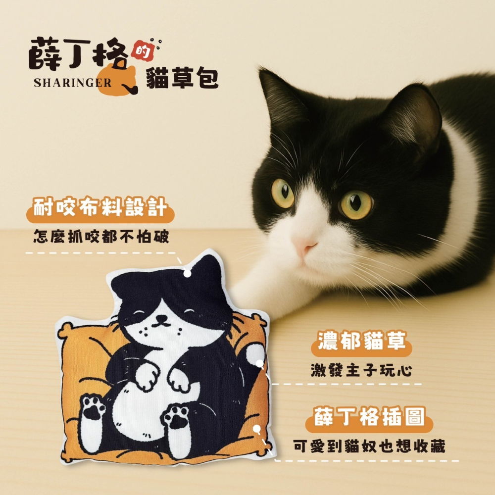 薛丁格的貓草包 ｜ 貓薄荷抱枕 ｜ 台灣製 ｜ 咬咬踢踢 磨牙 紓壓 可愛-細節圖3