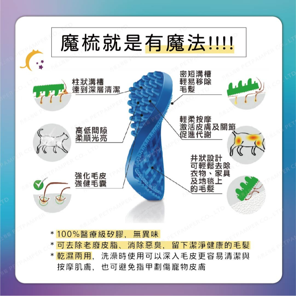 PET+ME 魔梳 多功能按摩梳 按摩梳 寵物梳毛 毛髮護理 多功能 醫療級矽膠-細節圖3
