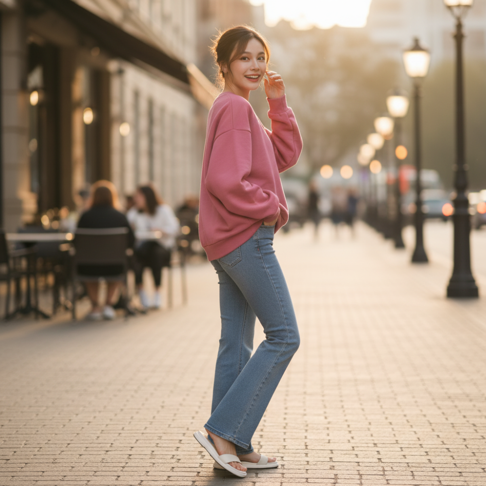 木木選品精挑細選 女款休閒粉紅長袖圓領衛衣，打造時尚青春的完美穿搭！-細節圖7