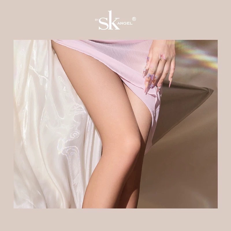 SK網紗腰 開襠💜綺夢可可 1D 無縫襠開襠 加長高個子 透膚絲襪 黑絲 偽娘 SK Angel 腰下透明-規格圖8